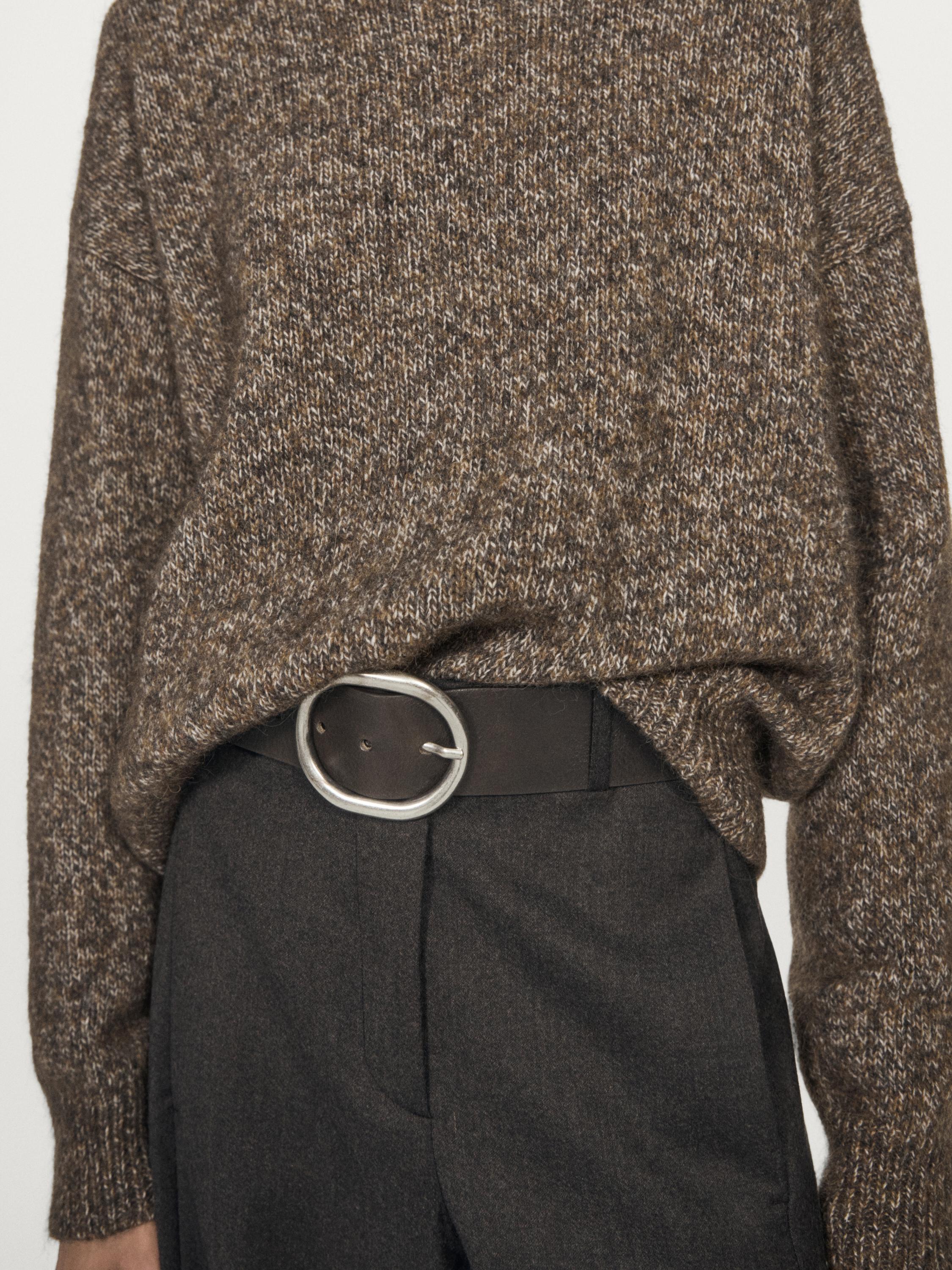 Pull en maille moulinée alpaga à col roulé